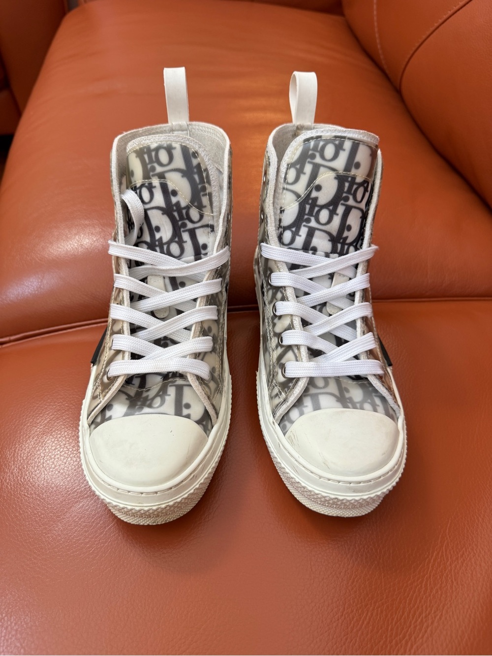 Dior Black & White Oblique High-Top Sneakers, - Picture 4 of 9